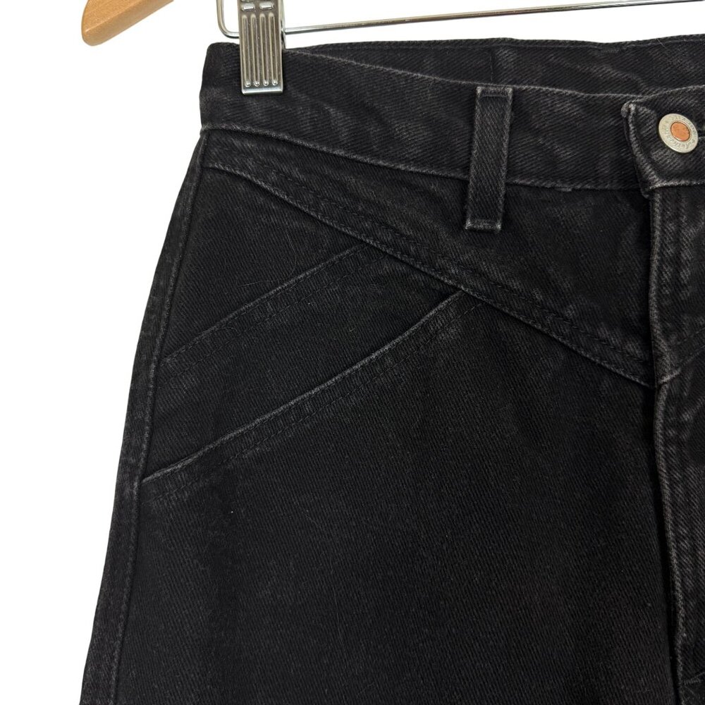 Vtg Rockies Western Black Denim Jeans 28 Cotton High-Waist Bareback 32 Inseam - Picture 3 of 10